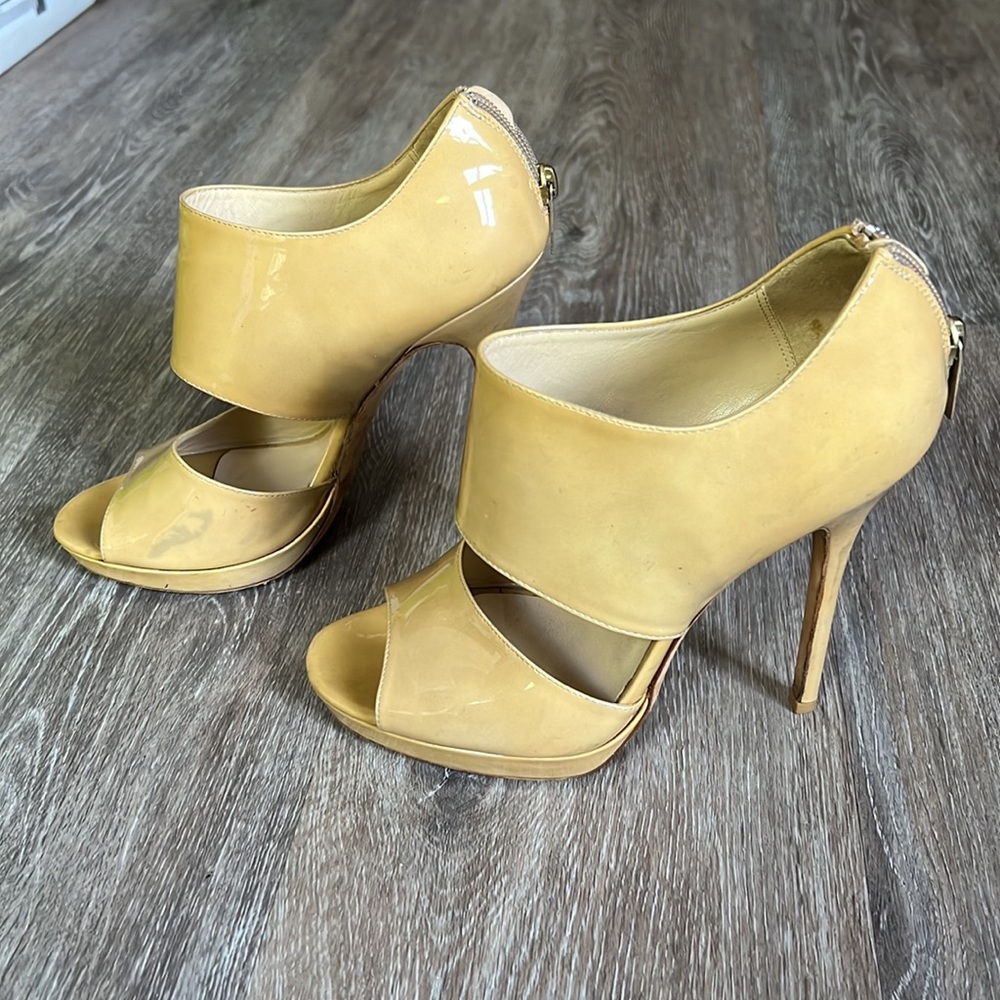 Jimmy Choo Private Patent Leather Sandals Nude